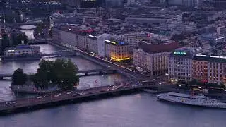 Geneva Night, Drone Footage, Ultra HD 4kvideo,