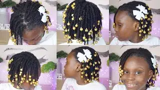 Mini twists with beads / kids protective hairstyles