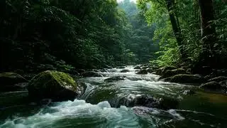 Slow Creek Through Mossy Woodland