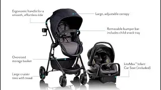 Evenflo Pivot Modular Travel System with LiteMax Infant Car Seat with Anti-Rebound Bar (Casual Gray)