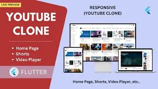 Flutter - YouTube Clone Using Flutter | Responsive design with features like video player, shorts.