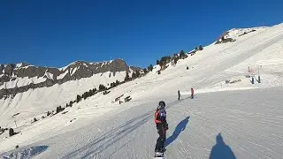 Flaine - GoPro POV skiing Blue Tanzanite Red Topaze joining Red Faust and Green Erable in March 2022