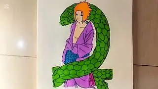 Mysterious Anime Character with Snake | Color Drawing Art