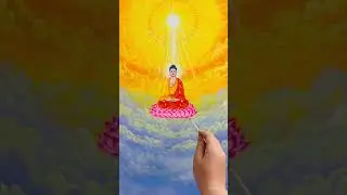 Painting Lord Buddha in the Golden Sky A Journey to Peace 🎨🙏 #Shorts #Art #MoonArt