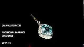 Diva Blue Zircon Additional Drop Earrings, Diamonds Halo, Blue Gemstones, 2019-114