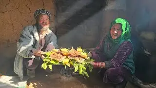 Living in Stone Caves | Old Couple's Daily Meals in the Afghan Mountains