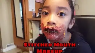 EASY STITCHED MOUTH MAKEUP TUTORIAL!! - Halloween Makeup For Kids