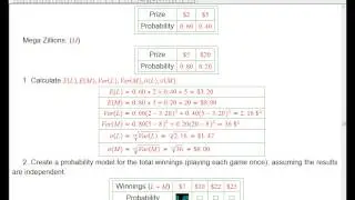 Example of expected value and variance of a sum of two independent random variables