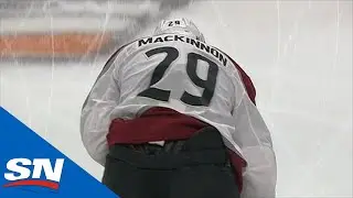 Nathan MacKinnon Heads To Locker Room After Crashing Into Boards