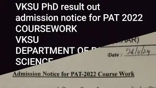 vksu phd final result department of political science,pat 2022 final result out for admission in phd