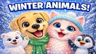 Winter Animals Song for Kids | Learn Polar Bear, Penguin & More with Labby and Kitty