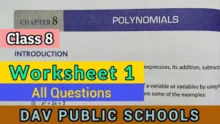 DAV class 8 maths chapter 8 Polynomials - worksheet 1 all questions solved