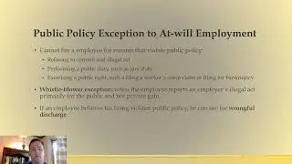 In-house On-site Legal &ndash; Public Policy Exception to the At-Will Employment Doctrine