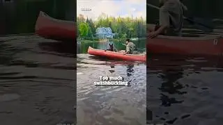 Dog Flips Canoe Trying To Reach Toy!