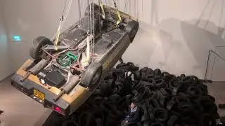 Allan Kaprow's iconic interactive installation, The yard on display at the  Saatchi Gallery