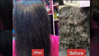 Permanent hair straightening on extra resistant short hair/loreal