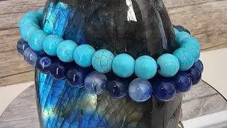 🔴 LIVE Apatite Turquoise Bracelet ASMR 💙 Deep Blue Natural Gemstone Jewelry 4K | Amazon Link Below