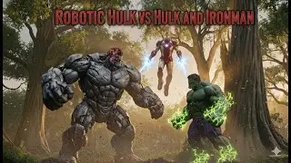 Robotic Hulk vs Hulk and Ironman. Epic Rescue Battle