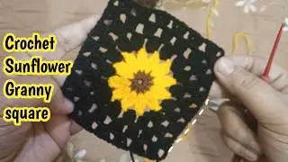 How to crochet a sunflower granny square for beginners