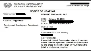 CA Unemployment Appeal Hearing Notice - What It Looks Like and Says