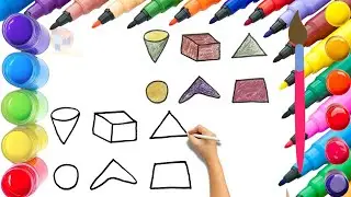 How To Draw cute Shape Drawing, Painting & Coloring For Kids and Toddlers_ Child Art 🐋🌈🎨