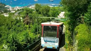 Isle of Capri funicular (La Funicolare do Capri) full cab ride with awesome views of campania Italy