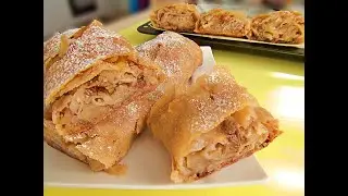 Strudel cu foi facute in  casa umplut cu mere #632