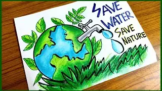 Save Water Poster drawing easy | World Water day drawing | Save water save nature | easy drawing
