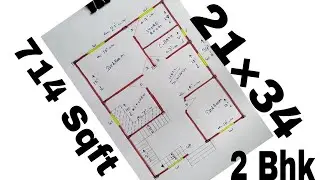 21&times;34 House Plan Design ||21&times;34 Ghar Ka Naksha||  714 Sqft House Plan ||2 Bedroom Ghar|| 2Bhk ||