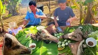 Đầu lợn hầm nguyên cái, siêu to khổng lồ, của anh em / nắng gió cao nguyên 