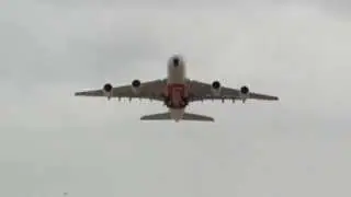 Airbus A380 Emirates (A6-EEB) crosswind takeoff from Barcelona El Prat Airport (LEBL)