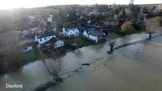 Storm Bella 4K River Nene flooding, Northants, UK Short Version near Thrapston, Denford & Ringstead