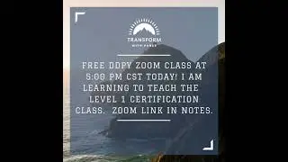 FREE DDPY ZOOM CLASS AT 500 PM CST TODAY! I AM LEARNING TO TEACH THE LEVEL 1 CERTIFICATION CLASS  ZO