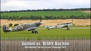 Spitfire vs. Bf109 (Buchon) - Duxford 'The Americans' Flying Day 2023