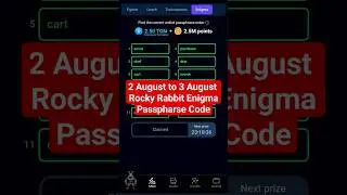 3 August Rocky Rabbit Enigma code #16 2.5 M Coins Passpharse Correct wallet Code today july