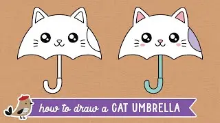 How To Draw A Cute Cat Umbrella | Easy Drawing For Kids