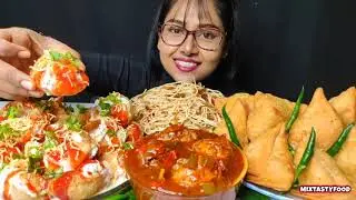 ASMR: Eating Indian street food eating challenge 😍😋 noodles eating challenge samosa Mukbang