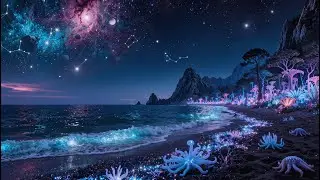 Relaxing Ocean Waves on Another Planet 🌌 10 Hours of Deep Sleep & Space Ambience