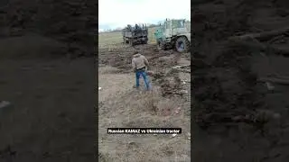Russian Kamaz Typhoon vs Ukrainian Tractor 😎🇺🇦 #ukraine #russia #war #tractor #truck #shorts