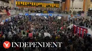 Hundreds of pro-Palestine protesters stage sit-in at Liverpool Street station