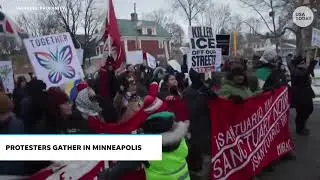 'We stand with immigrants, not Donald Trump or JD Vance' chant breaks out at Minneapolis ICE protest