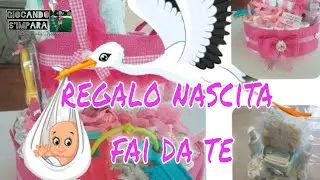 Torta di pannolini a forma di carrozzina. Regalo nascita fai da te - Tutorial Baby Shower