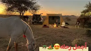 نمنا فالبر🏕️/ قطعنا مسافة ٢٥ كيلو(رحلتنا على الخيل🐎😍)