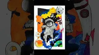 A4 size #astronaut drawing #oilpastel #trending #viral #top #search #drawing #art #youtubeshorts