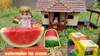 watermelon milky bar ice cream / miniature watermelon ice cream/ vistha channel /miniature cooking