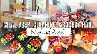Weekend Reset Vlog: Clean With Me, Grocery Haul Family of 5, Easy & Healthy Meal Prep, Shopping Too
