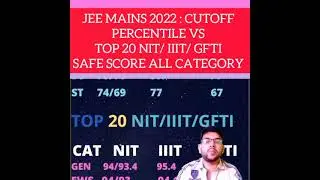 Jee mains safe percentile score | Top 20 NIT IIIT GFTI | All category safe score #cutoff #percentile