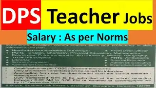 DPS (Delhi Public School) Teacher Jobs - PGTs|TGTs|PRTs - Salary: As per norms