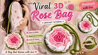 3D Rose Bag Tutorial Step by Step 💕 Stylish & very beautiful Pattern | 