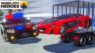 Pulling Camaro with Wrecker Police Truck | Wheel City Heroes (WCH) - New Cartoon